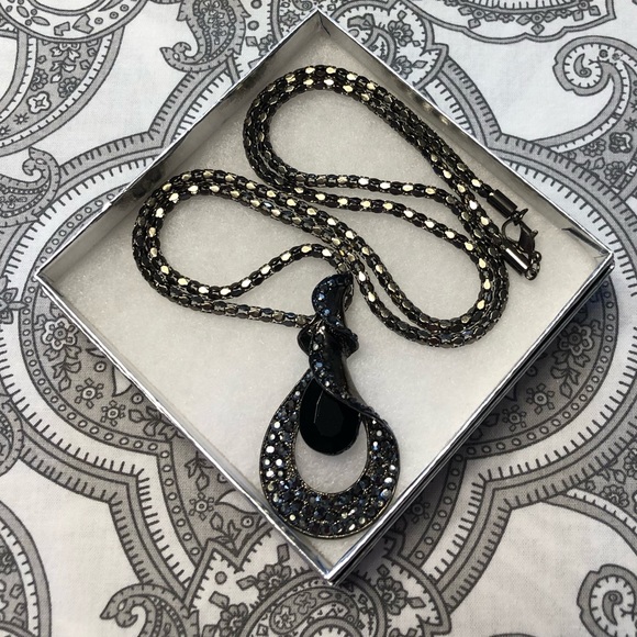 ⬇️ Long gun metal colored necklace - Picture 1 of 6